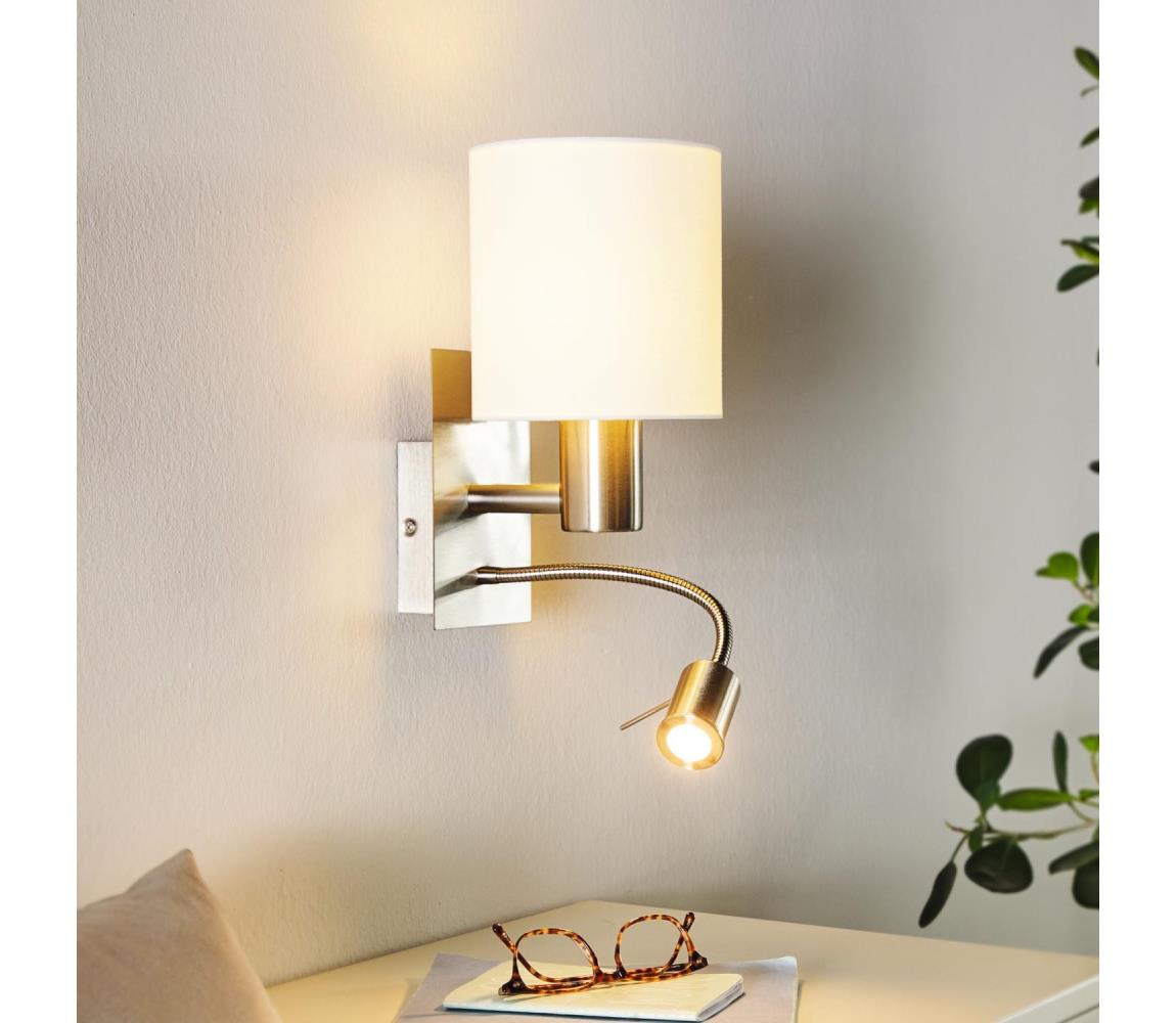 Eglo Eglo 96477 - LED Nástěnné svítidlo PASTERI 1xE27/40W+LED/3,5W bílá EG96477