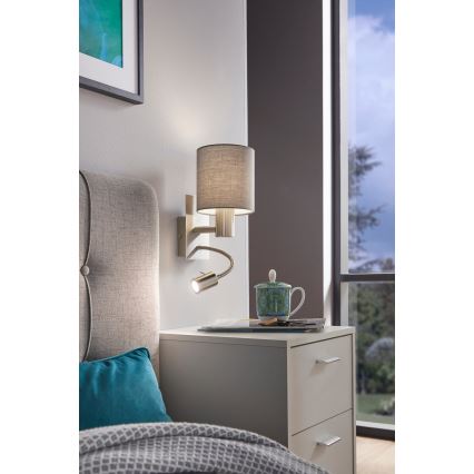 Eglo - LED Flexibilní svítidlo 1xE27/40W+LED/3,8W šedá