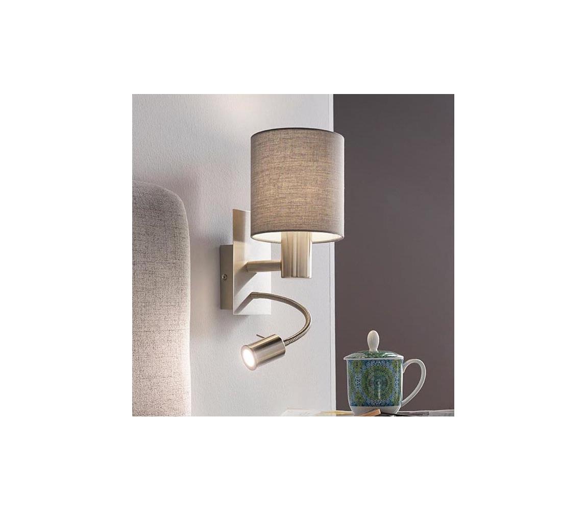 Eglo Eglo 96479 - LED Nástěnné svítidlo PASTERI 1xE27/40W+LED/3,5W šedá EG96479