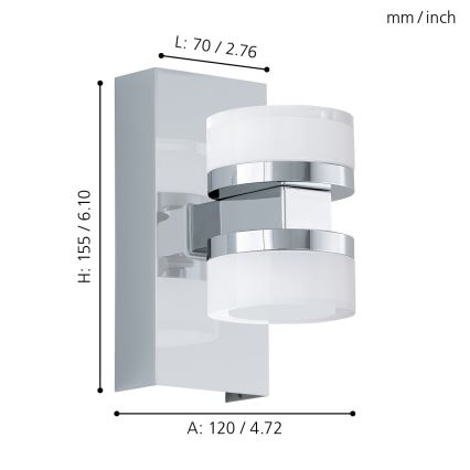 Eglo - LED Stmívatelné koupelnové nástěnné svítidlo 2xLED/7,2W/ IP44