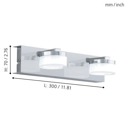 Eglo - LED Stmívatelné koupelnové nástěnné svítidlo 2xLED/7,2W/ IP44