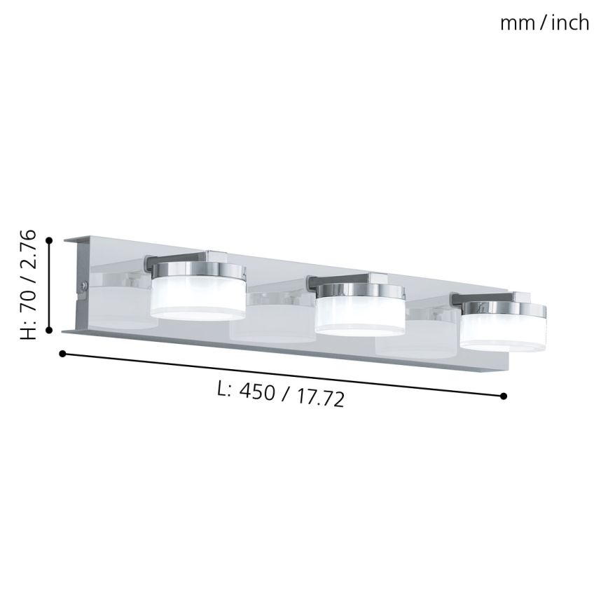 Eglo - LED Stmívatelné koupelnové nástěnné svítidlo 3xLED/7,2W/ IP44