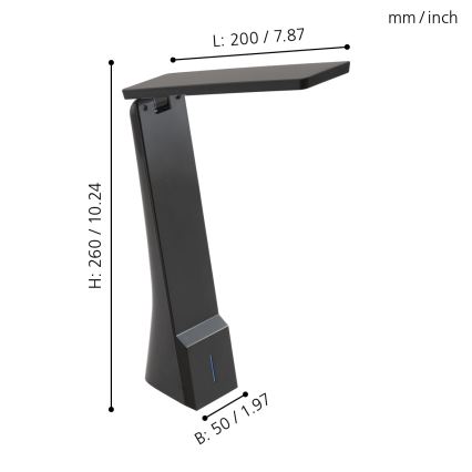 Eglo - LED Stmívatelná stolní lampa 1xLED/1,8W/230V černá