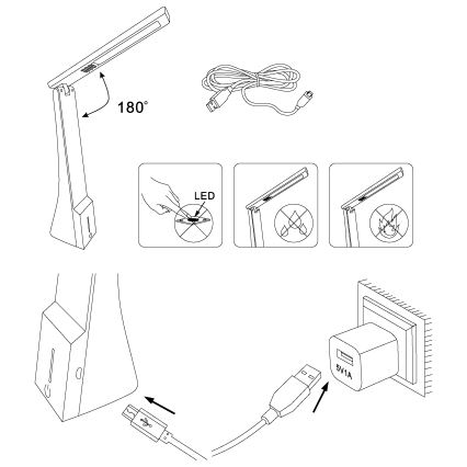 Eglo - LED Stmívatelná stolní lampa LED/1,8W/230V černá