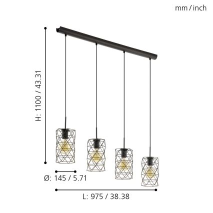 Eglo - Závěsné svítidlo 4xE27/60W/230V