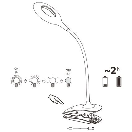 Eglo - LED Stmívatelná lampa s klipem 1xLED/3W/5V 500 mAh bílá