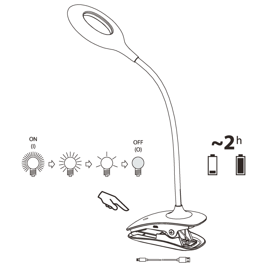 Eglo - LED Stmívatelná lampa s klipem 1xLED/3W/5V 500 mAh bílá