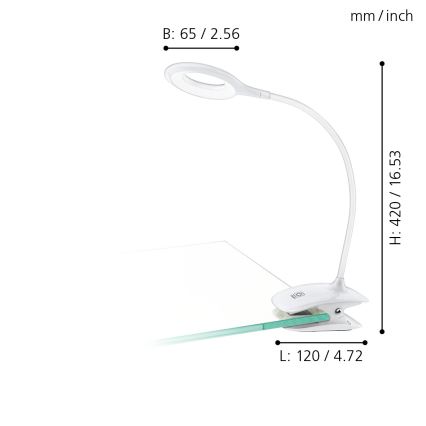 Eglo - LED Stmívatelná lampa s klipem 1xLED/3W/5V 500 mAh bílá