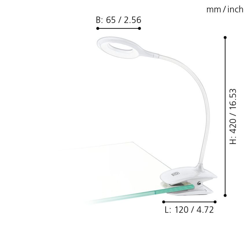 Eglo - LED Stmívatelná lampa s klipem 1xLED/3W/5V 500 mAh bílá