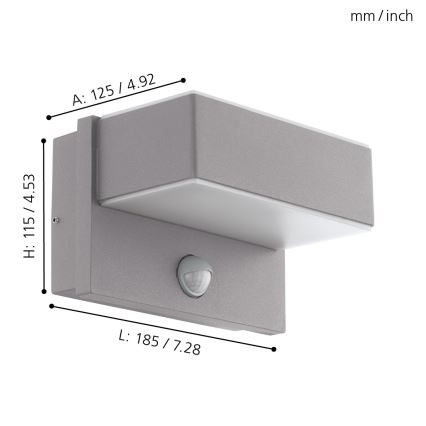 Eglo - LED Venkovní nástěnné svítidlo se senzorem 2xLED/5,6W/230V IP44