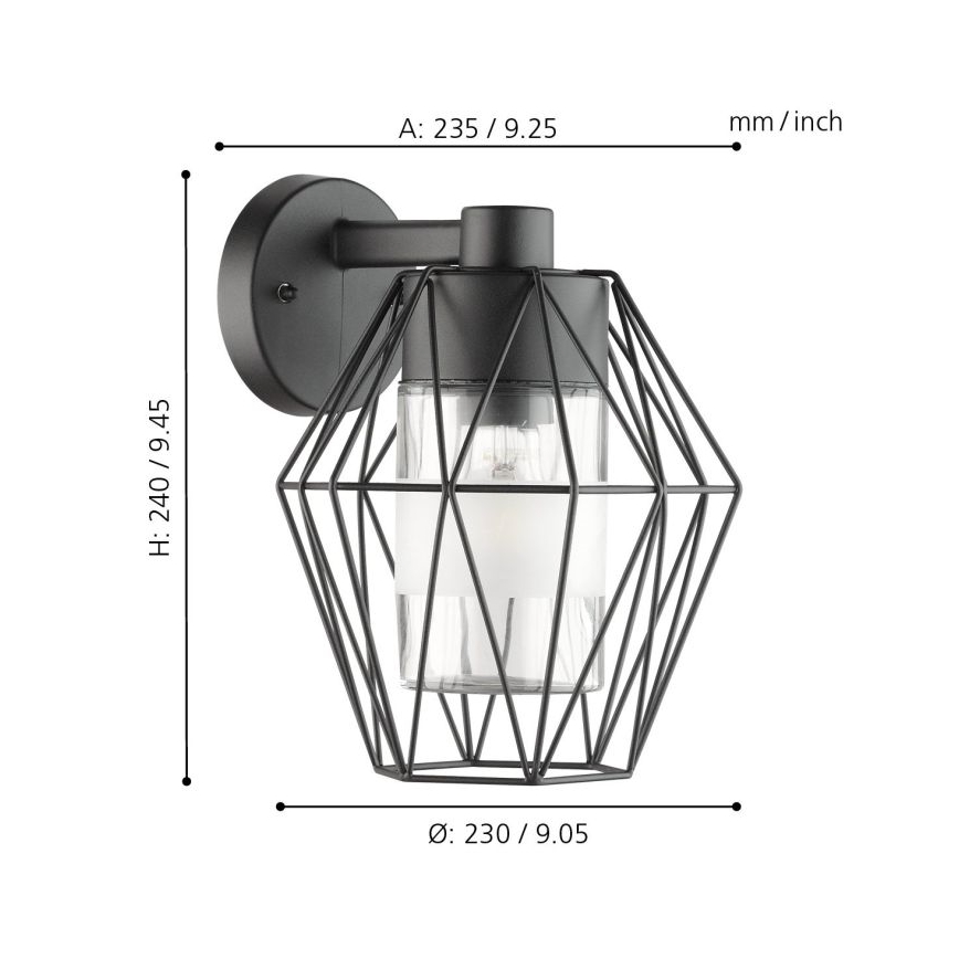 Eglo - Venkovní nástěnné svítidlo 1xE27/60W/230V IP44