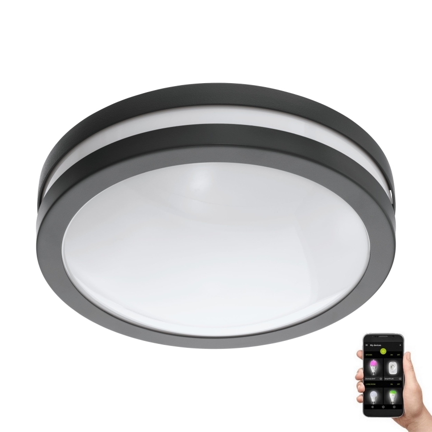 Eglo - LED Stmívatelné koupelnové stropní svítidlo LOCANA-C LED/14W/230V Bluetooth IP44 antracit