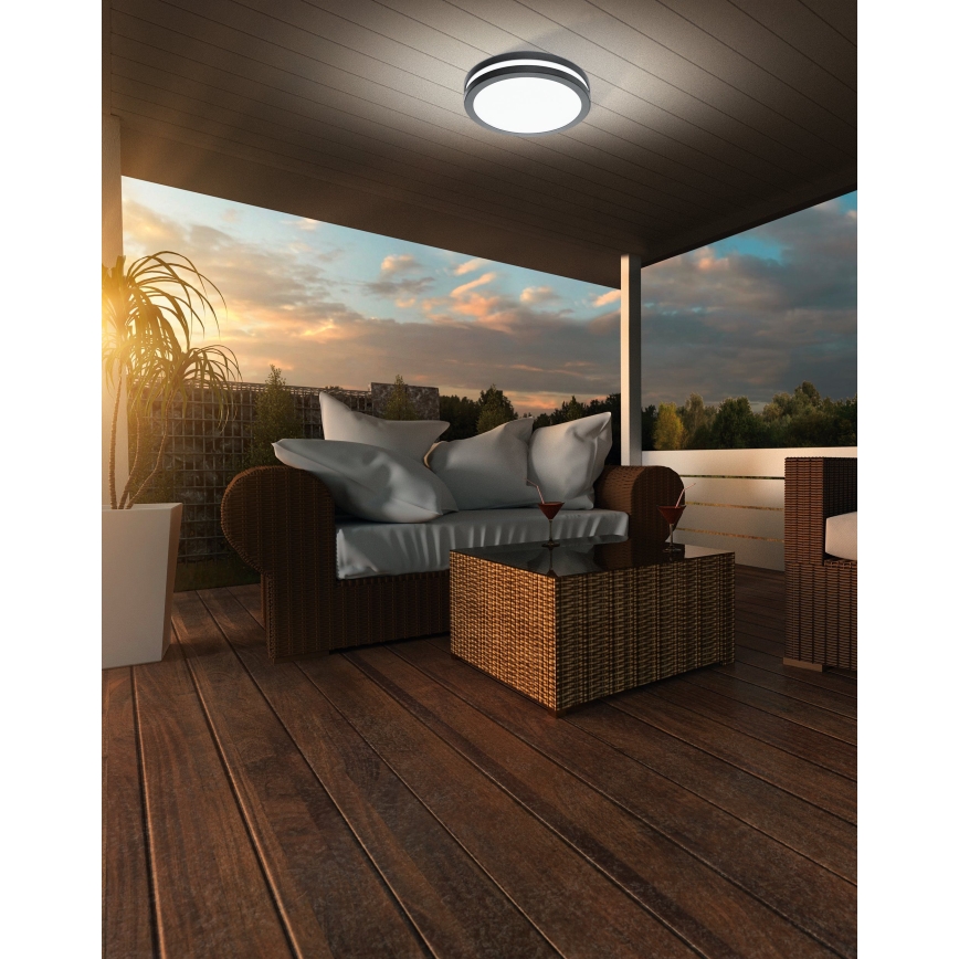 Eglo - LED Stmívatelné koupelnové stropní svítidlo LOCANA-C LED/14W/230V Bluetooth IP44 antracit