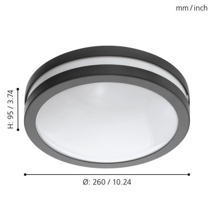 Eglo - LED Stmívatelné koupelnové stropní svítidlo LOCANA-C LED/14W/230V Bluetooth IP44 antracit