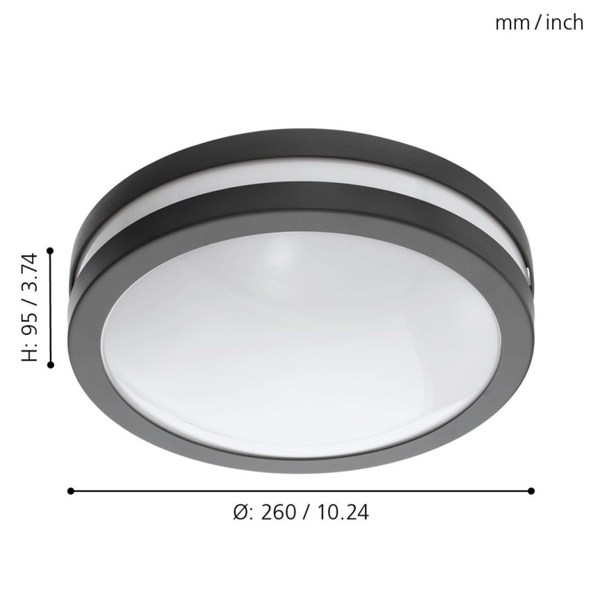 Eglo - LED Stmívatelné koupelnové stropní svítidlo LOCANA-C LED/14W/230V Bluetooth IP44 antracit