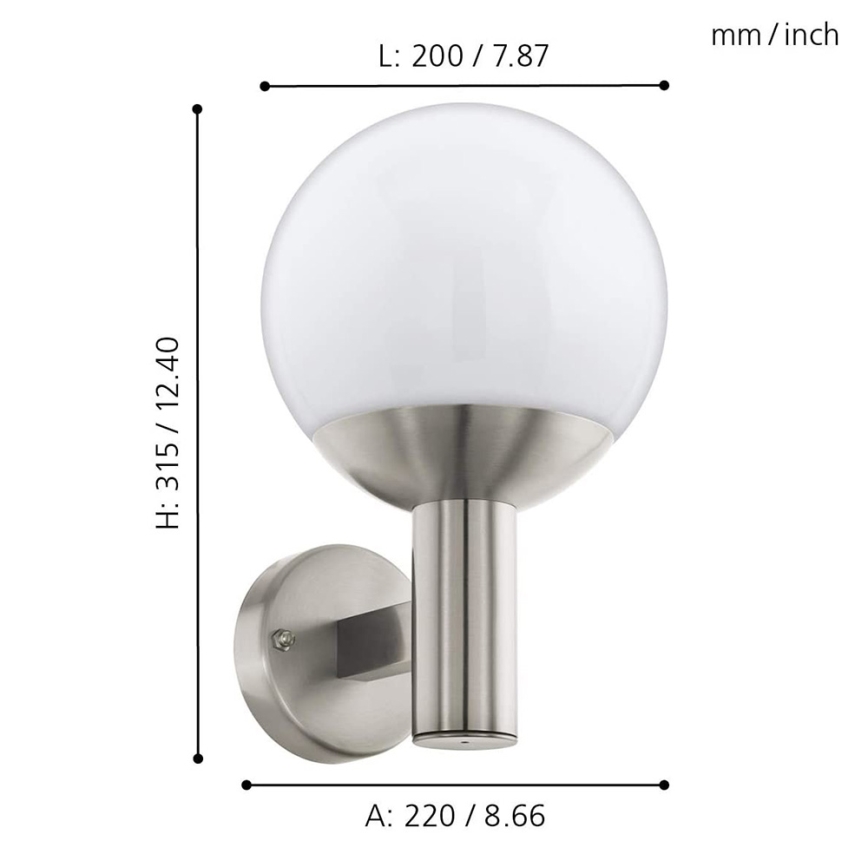 Eglo - LED Stmívatelné venkovní nástěnné svítidlo NISIA-C 1xE27/9W/230V IP44