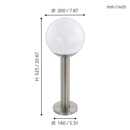 Eglo - LED Stmívatelná venkovní lampa NISIA-C 1xE27/9W/230V 525 mm IP44