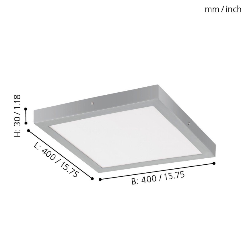 Eglo - LED Stropní svítidlo 1xLED/25W/230V stříbrná hranatý