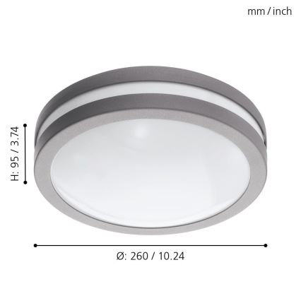 Eglo - LED Stmívatelné koupelnové stropní svítidlo LOCANA-C LED/14W stříbrná IP44