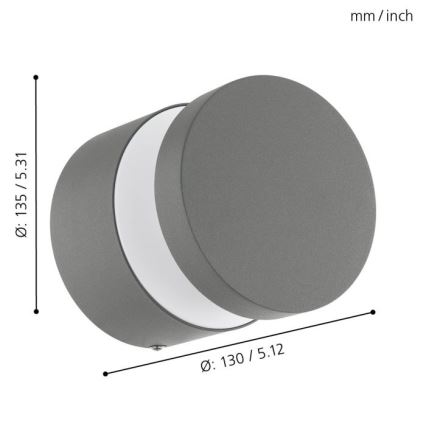 Eglo 97301 - LED Venkovní nástěnné svítidlo MELZO LED/11W/230V šedá IP65