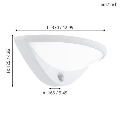 Eglo - LED Venkovní svítidlo se senzorem 1xLED/9,3W/230V IP44