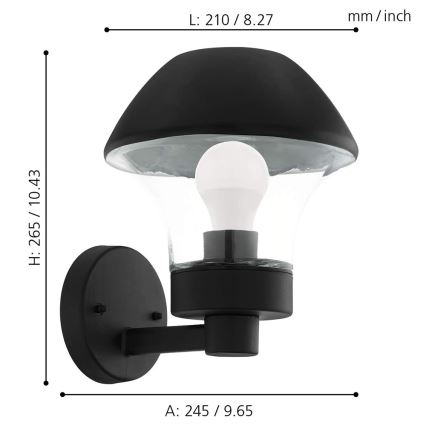 Eglo 97446 - LED Stmívatelné venkovní nástěnné svítidlo VERLUCCA-C 1xE27/9W/230V IP44 Bluetooth