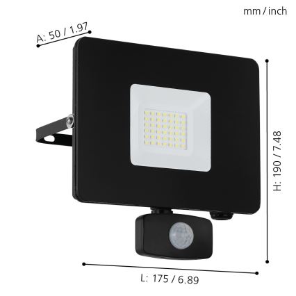 Eglo - LED Reflektor se senzorem LED/30W/230V IP44