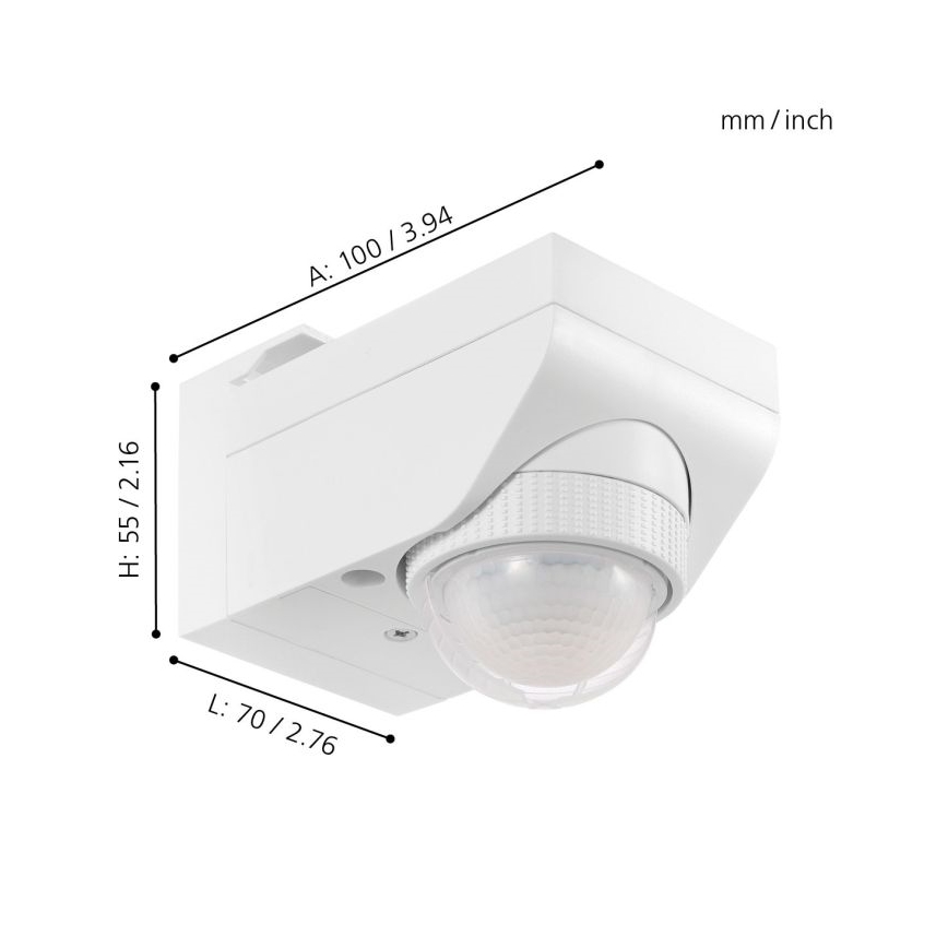Eglo 97466 - Venkovní senzor pohybu a soumraku DETECT ME 4 12 m bílá IP44