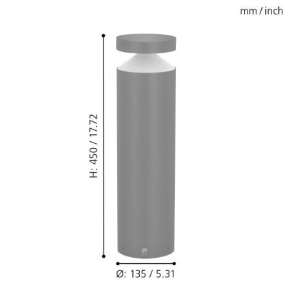 Eglo - LED Venkovní lampa LED/11W/230V šedá 450 mm IP65