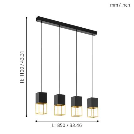 Eglo - LED Lustr na lanku 4xGU10/5W/230V