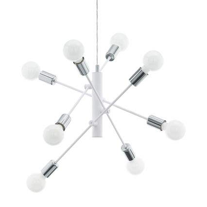 Eglo - Lustr na lanku 8xE27/60W/230V bílá