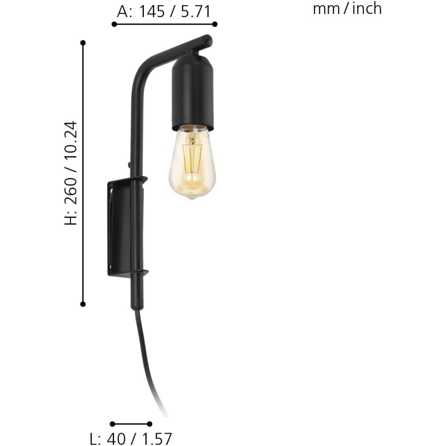 Eglo 98064 - Nástěnné svítidlo ADRI 1xE27/60W/230V