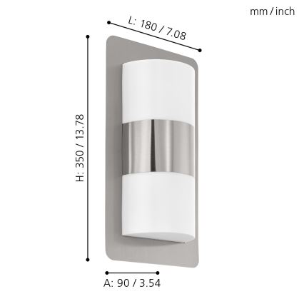 Eglo - Venkovní nástěnné svítidlo 2xE27/10W/230V matný chrom IP44