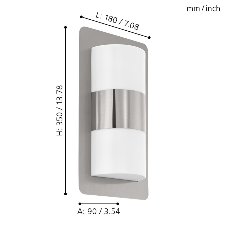 Eglo - Venkovní nástěnné svítidlo 2xE27/10W/230V matný chrom IP44