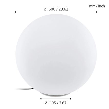 Eglo - LED RGBW Venkovní lampa MONTEROLO-C 1xLED/9W/230V IP65 pr.600