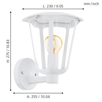 Eglo - Venkovní nástěnné svítidlo 1xE27/60W/230V bílá IP44