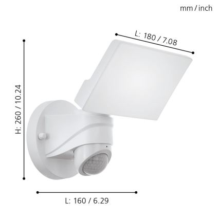 Eglo - LED Venkovní nástěnné svítidlo se senzorem LED/15W/230V IP44