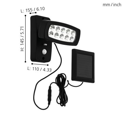 Eglo - LED Solární nástěnné svítidlo se senzorem LED/1,2V IP44