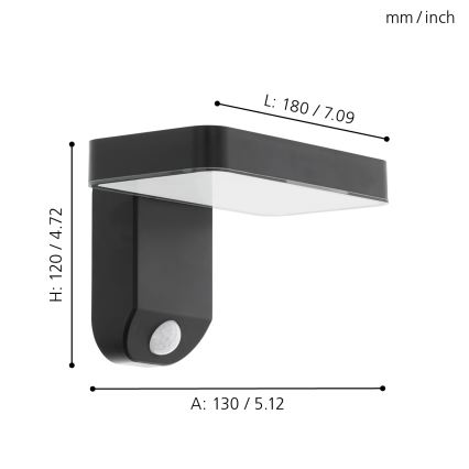 Eglo - LED Solární nástěnné svítidlo se senzorem LED/4,5W/3,7V 2200 mAh IP44