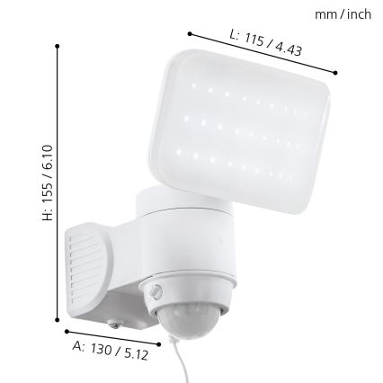 Eglo - LED Solární nástěnné svítidlo se senzorem LED/3,7V 1800 mAh IP44