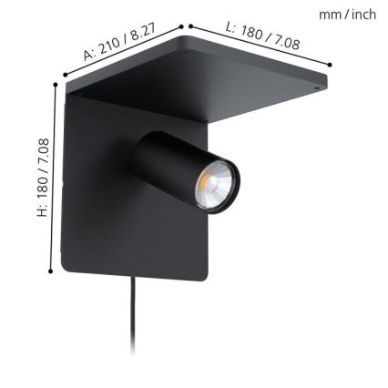 Eglo - LED Nástěnné svítidlo s bezdrátovým nabíjením 1xGU10/5W/230V