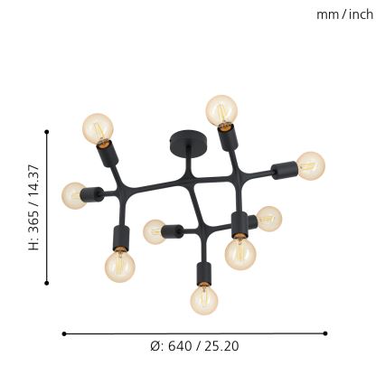 Eglo - Přisazený lustr 9xE27/60W/230V