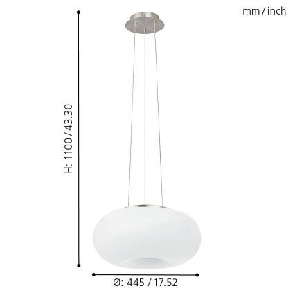 Eglo - LED RGB Stmívatelný lustr na lanku OPTICA-C LED/26,8W/230V pr. 44,5 cm