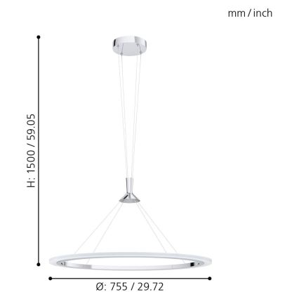 Eglo - LED RGB Stmívatelný lustr na lanku HORNITOS-C LED/37W/230V + DO