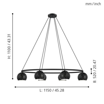 Eglo - Lustr na lanku 6xE14/40W/230V