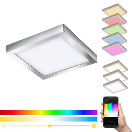 Eglo - LED RGBW Stmívatelné stropní svítidlo FUEVA-C LED/21W/230V Bluetooth IP44 30x30 cm