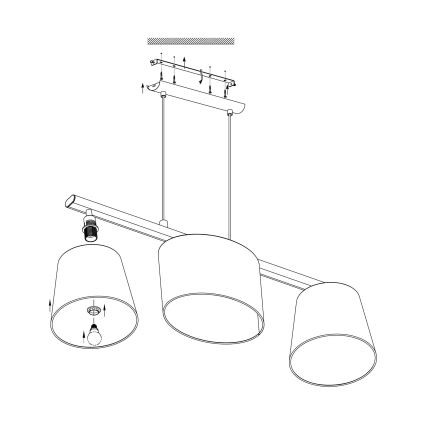 Eglo - LED Lustr na lanku 3xE14/25W/230V