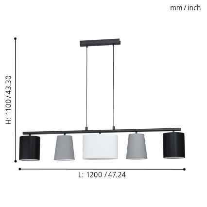 Eglo - LED Lustr na lanku 5xE14/25W/230V