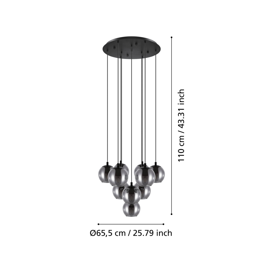 Eglo - Lustr na lanku 10xE27/40W/230V černá/lesklý chrom