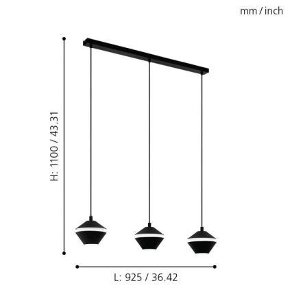 Eglo - LED Lustr na lanku 3xGU10/5W/230V